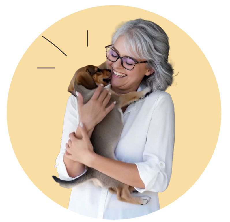 Trainer with puppy